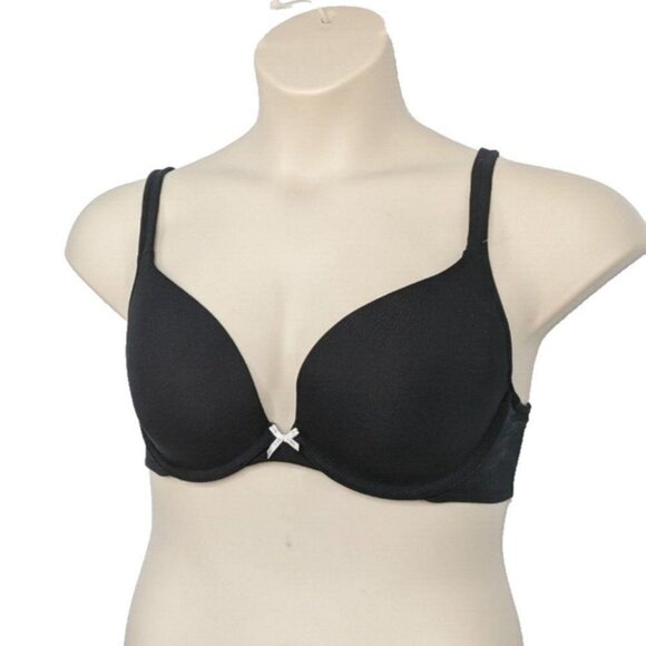 Lane Bryant Cacique Womens Bra Cotton Boost Plunge Size 42G Black Bow - Picture 4 of 8